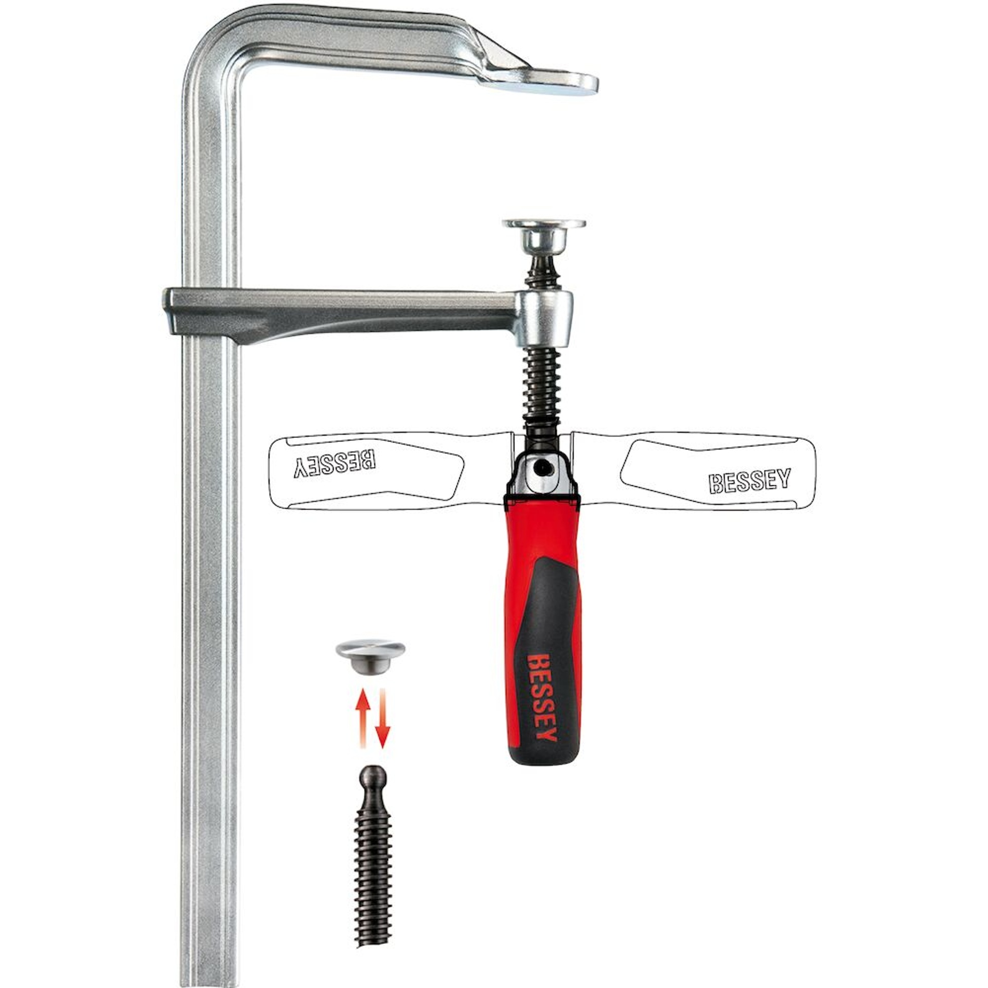 Grampo de aperto em aço GZ Original BESSEY com punho dobrável Grampo de aperto em aço GZ Original BESSEY com punho dobrável