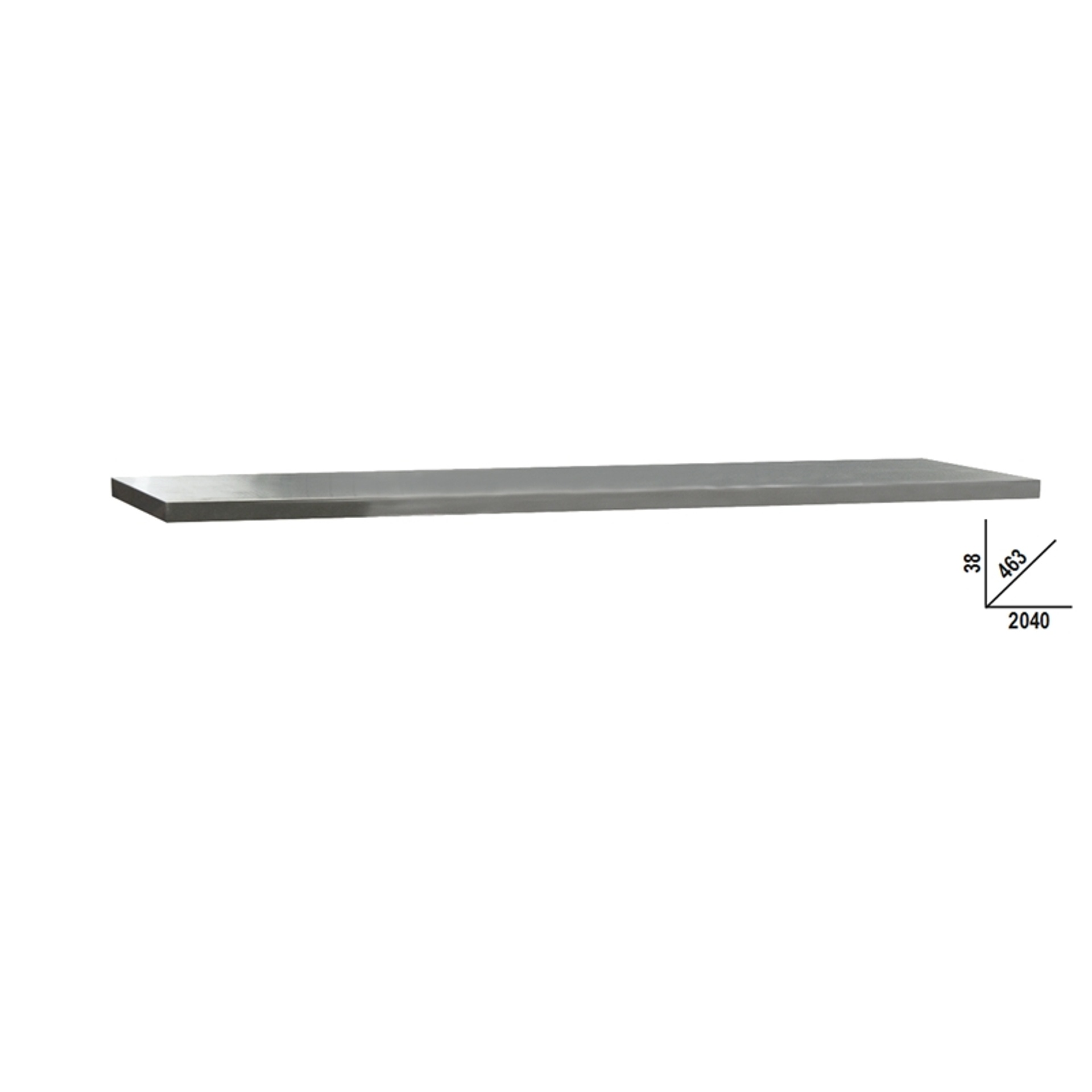 BETA Plano de trabalho em aço inox com revestimento em MDF, 2040x463 mm, para bancada, a combinar c BETA Plano de trabalho em aço inox com revestimento em MDF, 2040x463 mm, para bancada, a combinar c