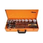 BETA Jogo de 12 chaves de caixa hexagonal e 6 acess�rios em caixa met�lica
