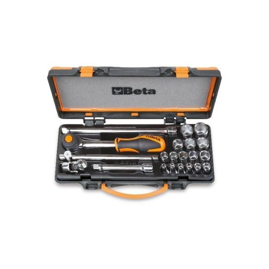 BETA Jogo de 16 chaves de caixa sextavadas e 5 acess�rios em m�dulo soft e caixa met�lica