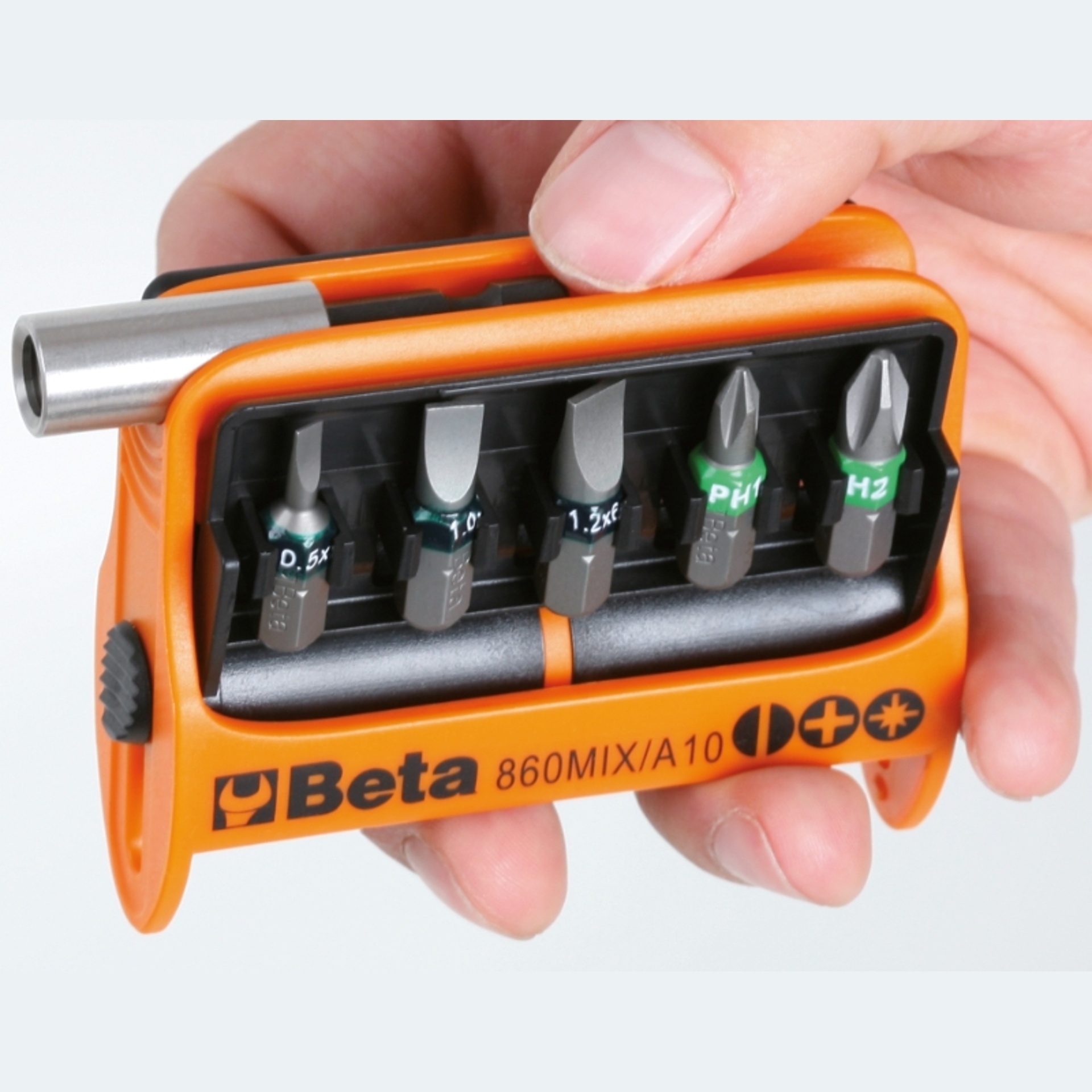 BETA Jogo de 10 pontas para parafusos perfil Torx� com porta pontas magn�tico, em caixa pl�stica