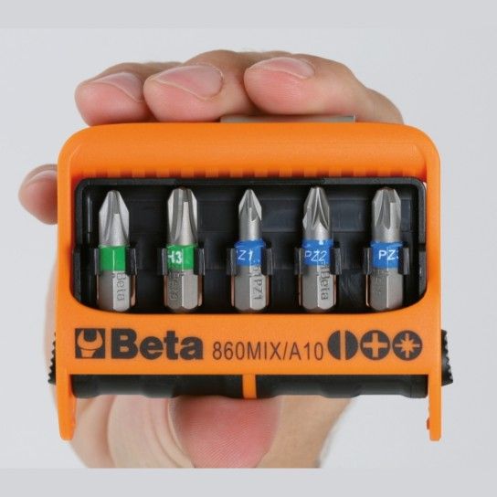 BETA Jogo de 10 pontas para parafusos perfil Torx� com porta pontas magn�tico, em caixa pl�stica