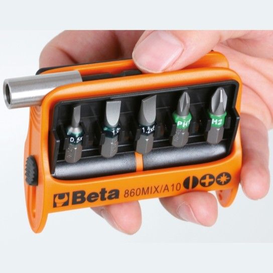 BETA Jogo de 10 pontas para parafusos perfil Torx� com porta pontas magn�tico, em caixa pl�stica