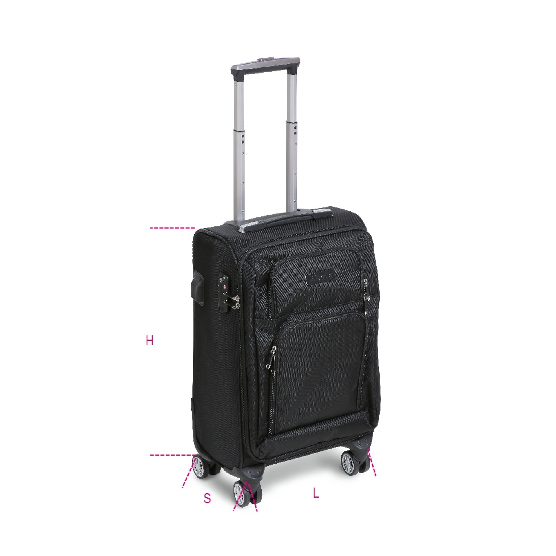 BETA Trolley tamanho de cabine com 4 rodas duplas, cadeado TSA, entrada USB + tomada 3.5-mm BETA Trolley tamanho de cabine com 4 rodas duplas, cadeado TSA, entrada USB + tomada 3.5-mm