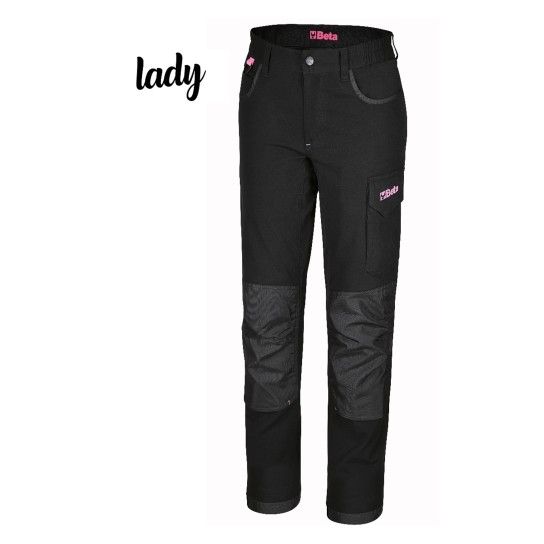 BETA Calas de trabalho para mulher,estilo multi-bolsos, 100% algodo elstico, 220 g/m2