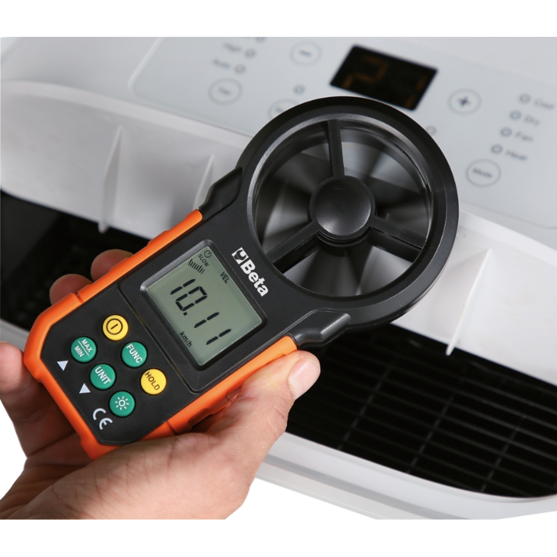BETA Anemómetro digital com sensor de ventoinha com exterior em borracha anti-impacto e antideslizan BETA Anemómetro digital com sensor de ventoinha com exterior em borracha anti-impacto e antideslizan
