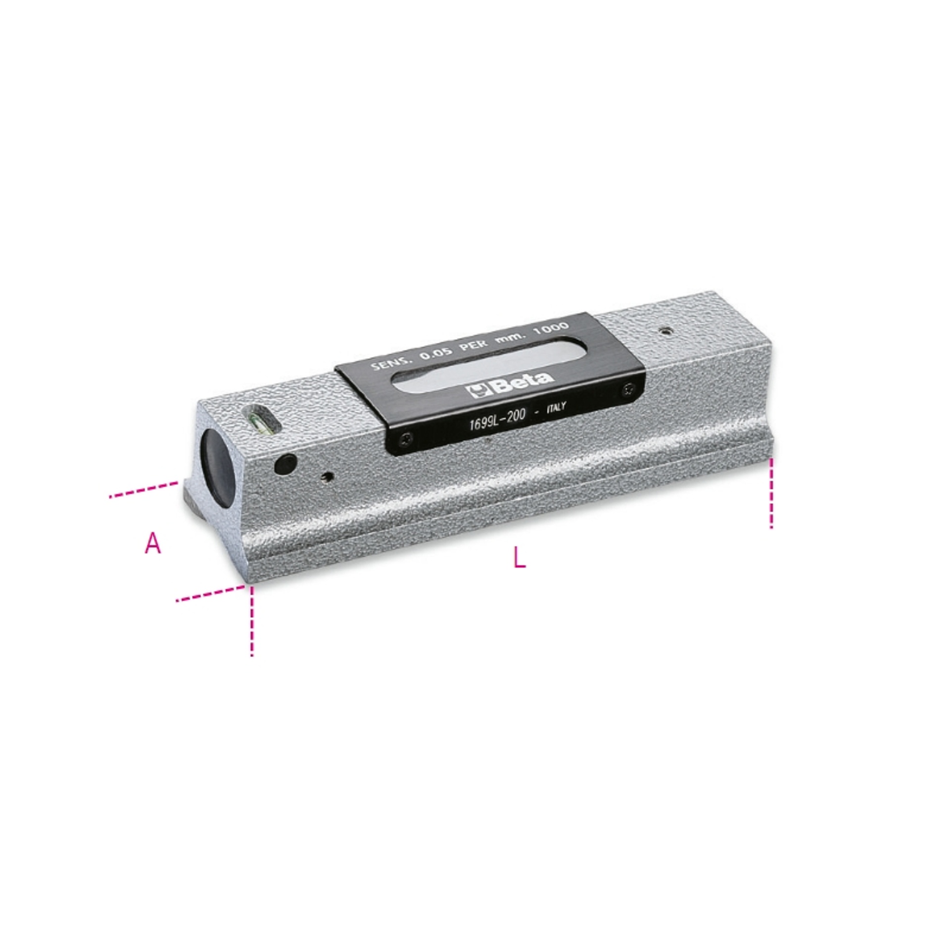 BETA N�vel linear de precis�o em ferro fundido com base prism�tica rectificada, 2 bolhas inviol�veis