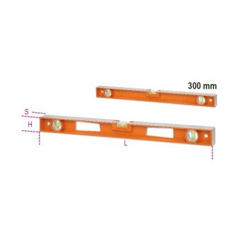 BETA Nveis em alumnio anodizado com pegas, 4 bases e 3 bolhas inquebrveis, preciso: 1 mm/m