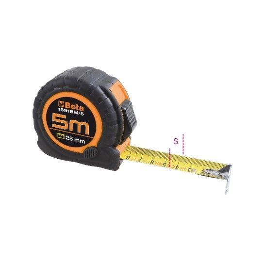 BETA Fita métrica Revestimento ABS de dois componentes resistentes ao choque, fita em aço, Precisão BETA Fita métrica Revestimento ABS de dois componentes resistentes ao choque, fita em aço, Precisão