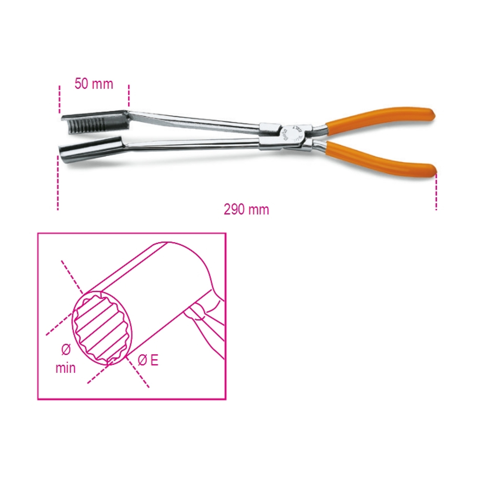 BETA Alicate para cachimbos de velas com bicos longos curvos a 15° BETA Alicate para cachimbos de velas com bicos longos curvos a 15°