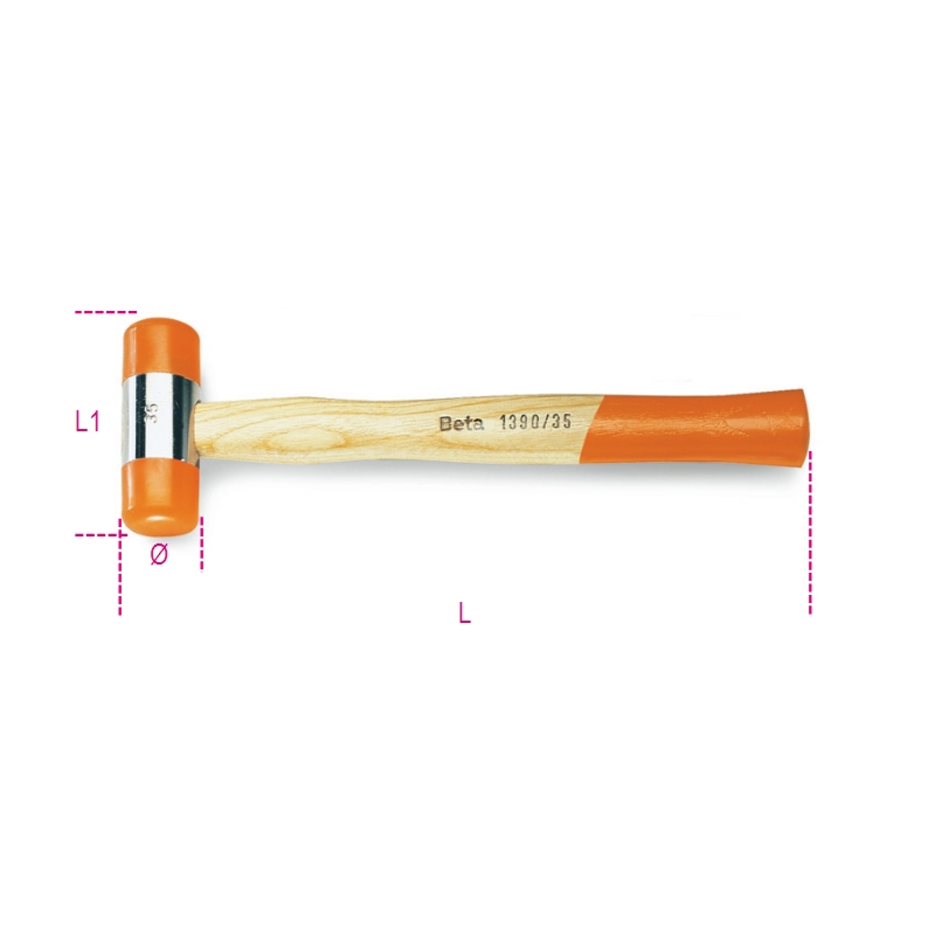 BETA Martelo com batentes plásticos, cabo em madeira BETA Martelo com batentes plásticos, cabo em madeira