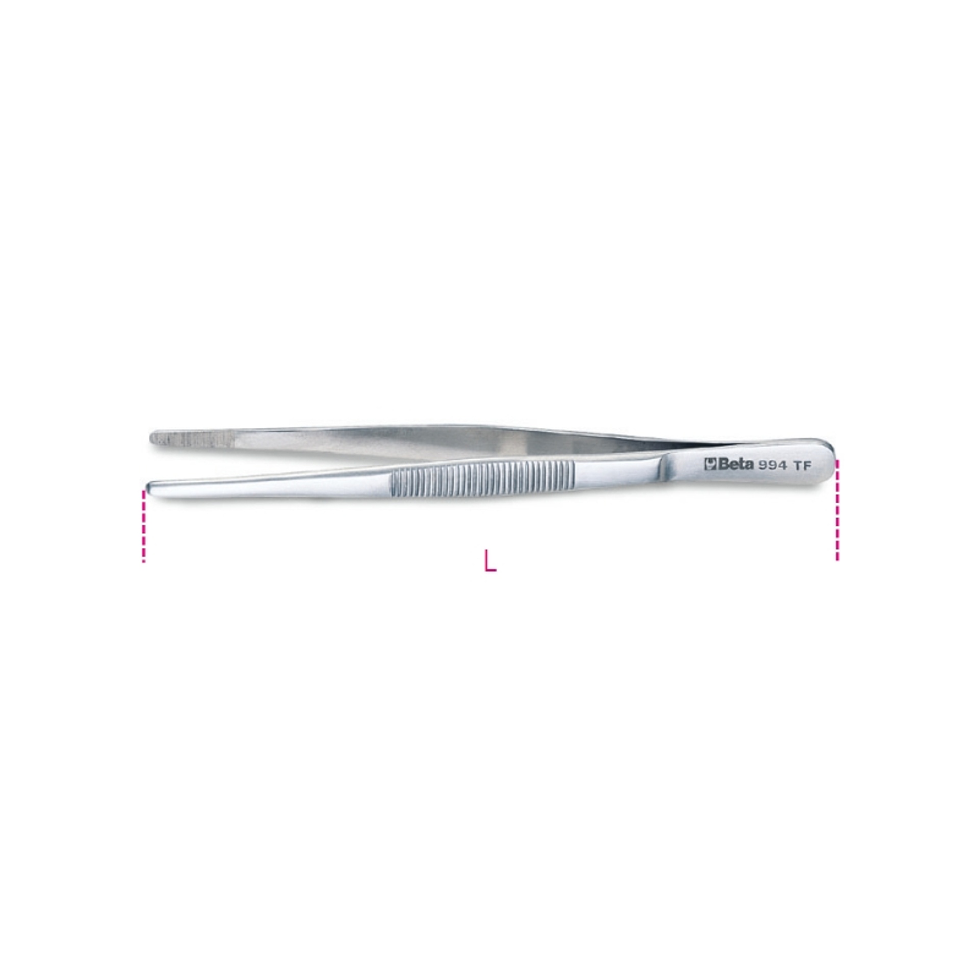 BETA Pinça com pontas largas, direitas e estriadas em aço inoxidável anti-magnético e resistente a á BETA Pinça com pontas largas, direitas e estriadas em aço inoxidável anti-magnético e resistente a á