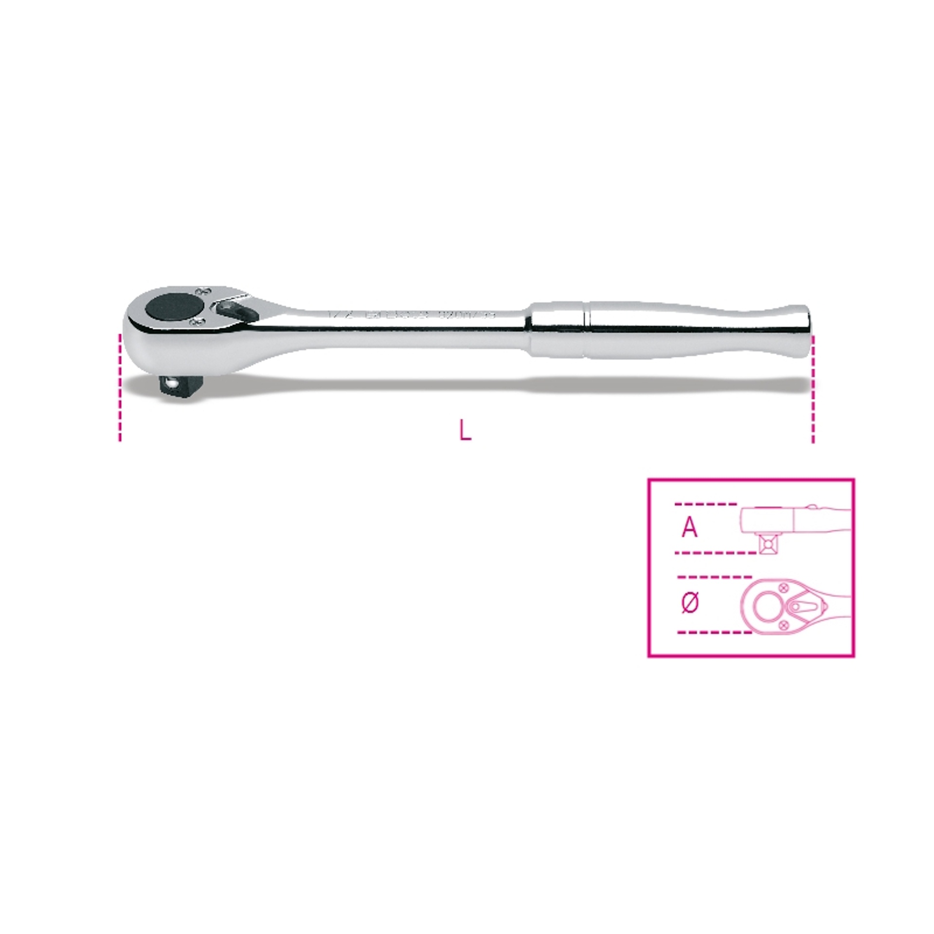 BETA Roquete revers�vel com punho met�lico quadra de 1/2�