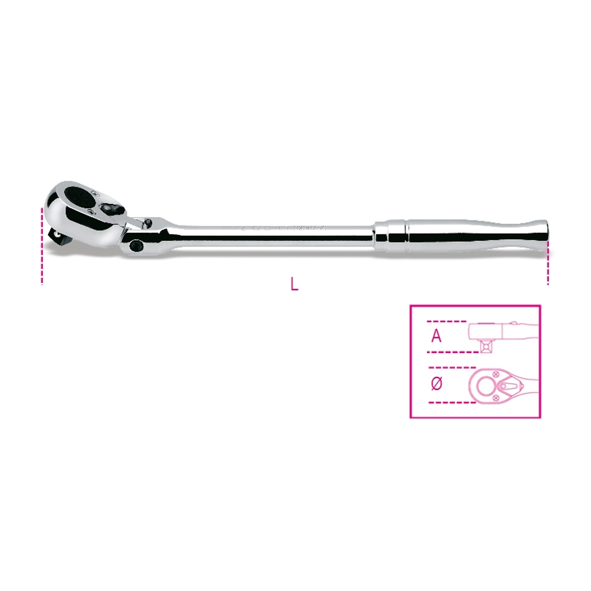 BETA Roquete revers�vel articulado com punho met�lico, quadra de 1/2�