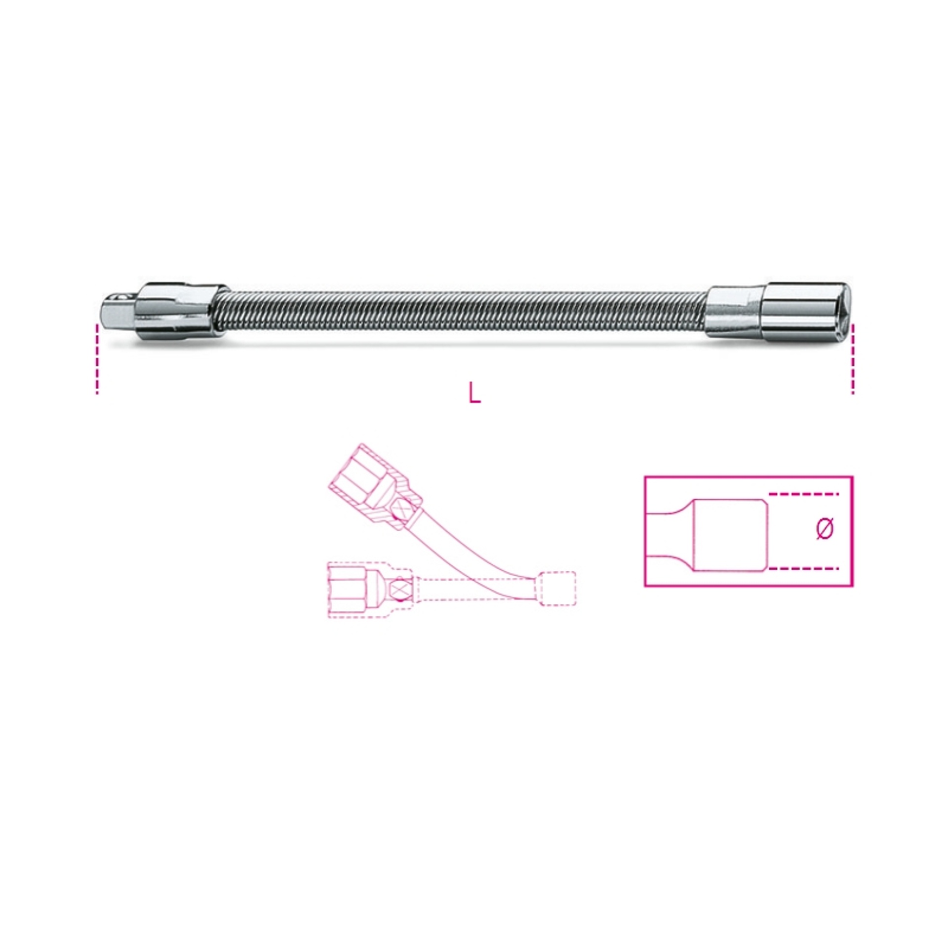 BETA Extensão flexível com quadras macho e fêmea de 1/4” BETA Extensão flexível com quadras macho e fêmea de 1/4”
