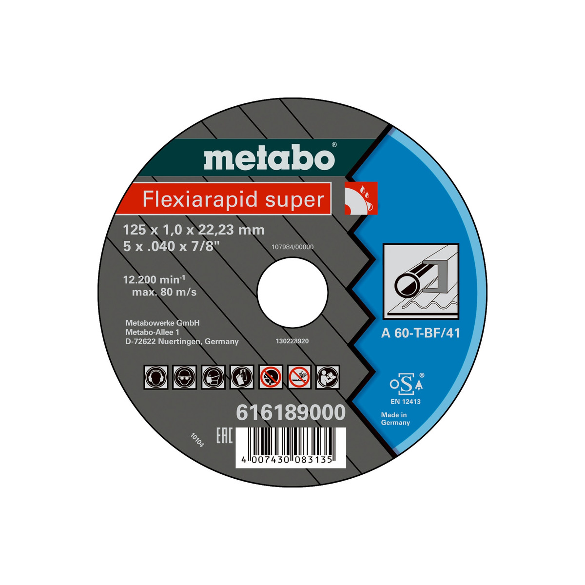 METABO 16188 Disco C.Ferro 115X1,0X22,2 METABO 16188 Disco C.Ferro 115X1,0X22,2