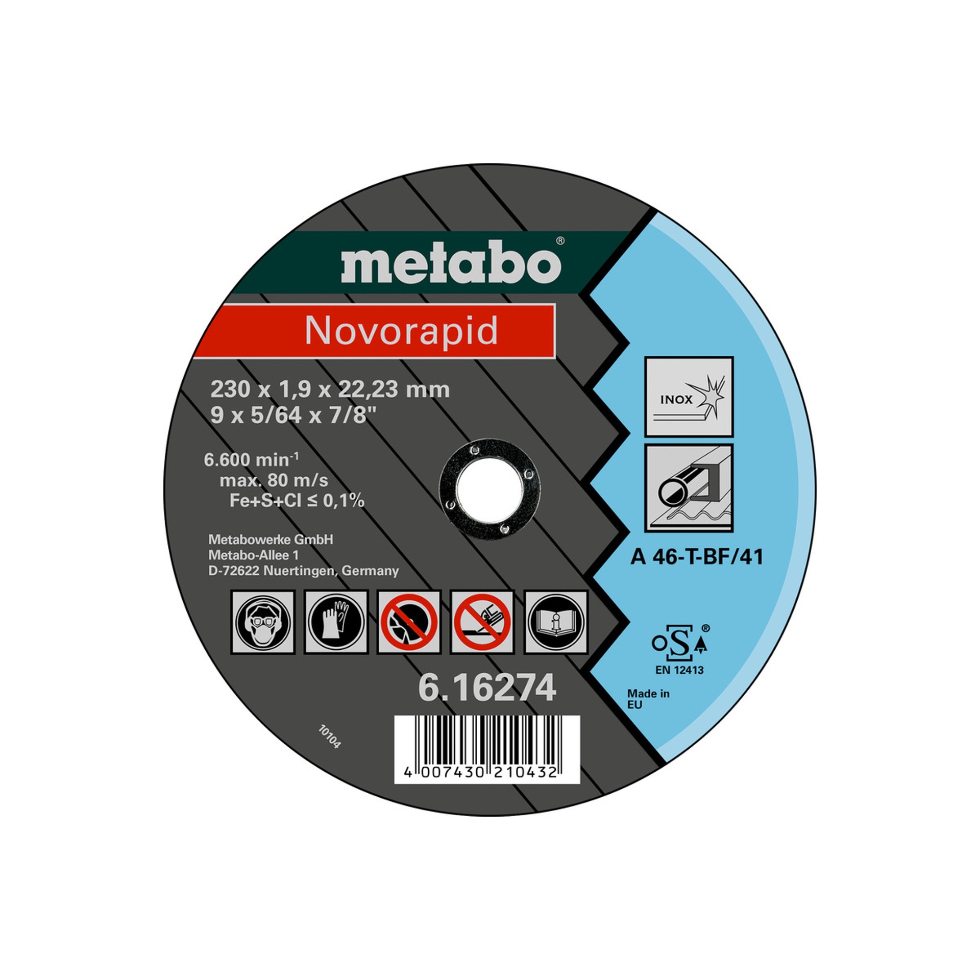 METABO 16273 Disco Novorapid 180X1,5X22,23 Inox METABO 16273 Disco Novorapid 180X1,5X22,23 Inox