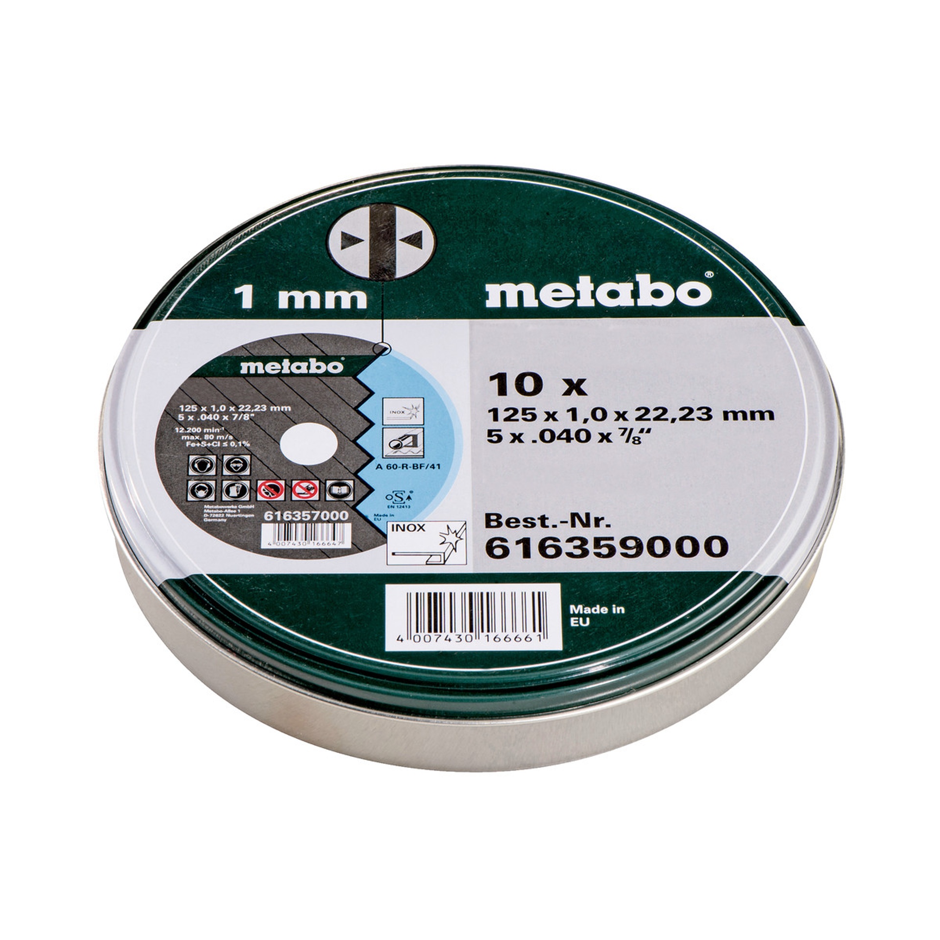 METABO 16359 Conj.10Disco Corte Cx.Metal METABO 16359 Conj.10Disco Corte Cx.Metal