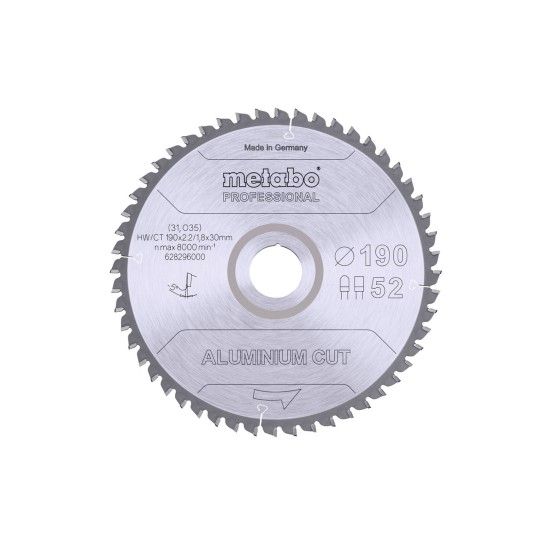 METABO 28296 ALUMINIO Serra Prof 190X2,2X30 Z52 Fz/Tz