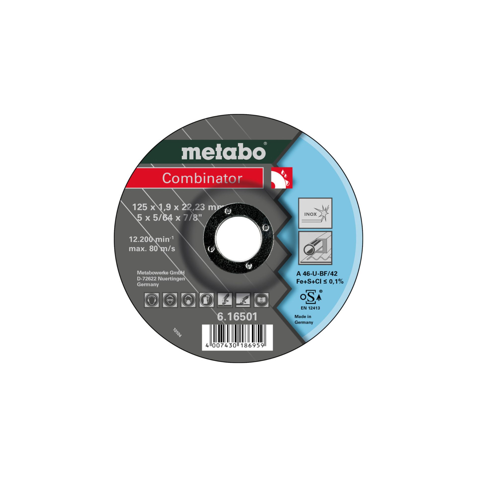METABO 16500 Disco C. Inox 115X1,9X22,23 METABO 16500 Disco C. Inox 115X1,9X22,23