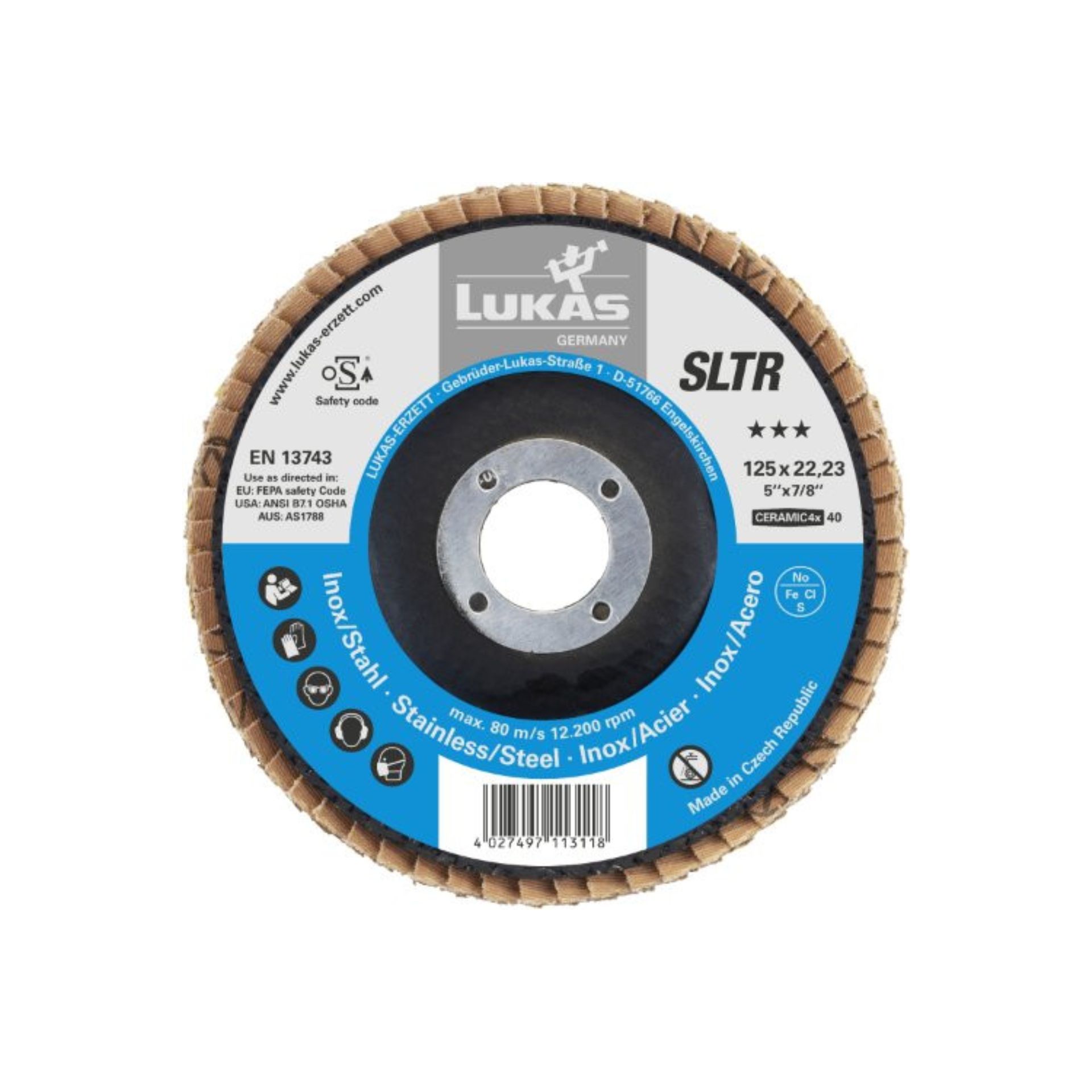 LUKAS SLTR 125 Ceramic - Discos Lamelares para Inox LUKAS SLTR 125 Ceramic - Discos Lamelares para Inox