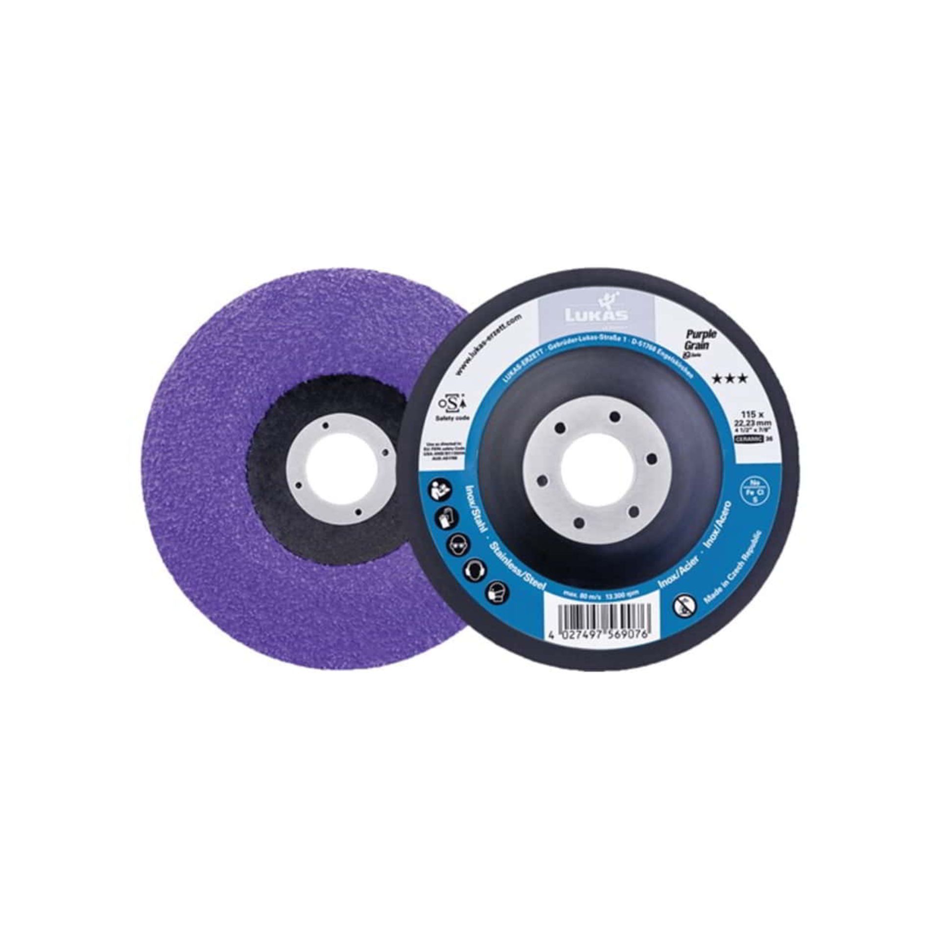 LUKAS PURPLE GRAIN SINGLE 115 CERAMIC 36 - Disco Fibra LUKAS PURPLE GRAIN SINGLE 115 CERAMIC 36 - Disco Fibra