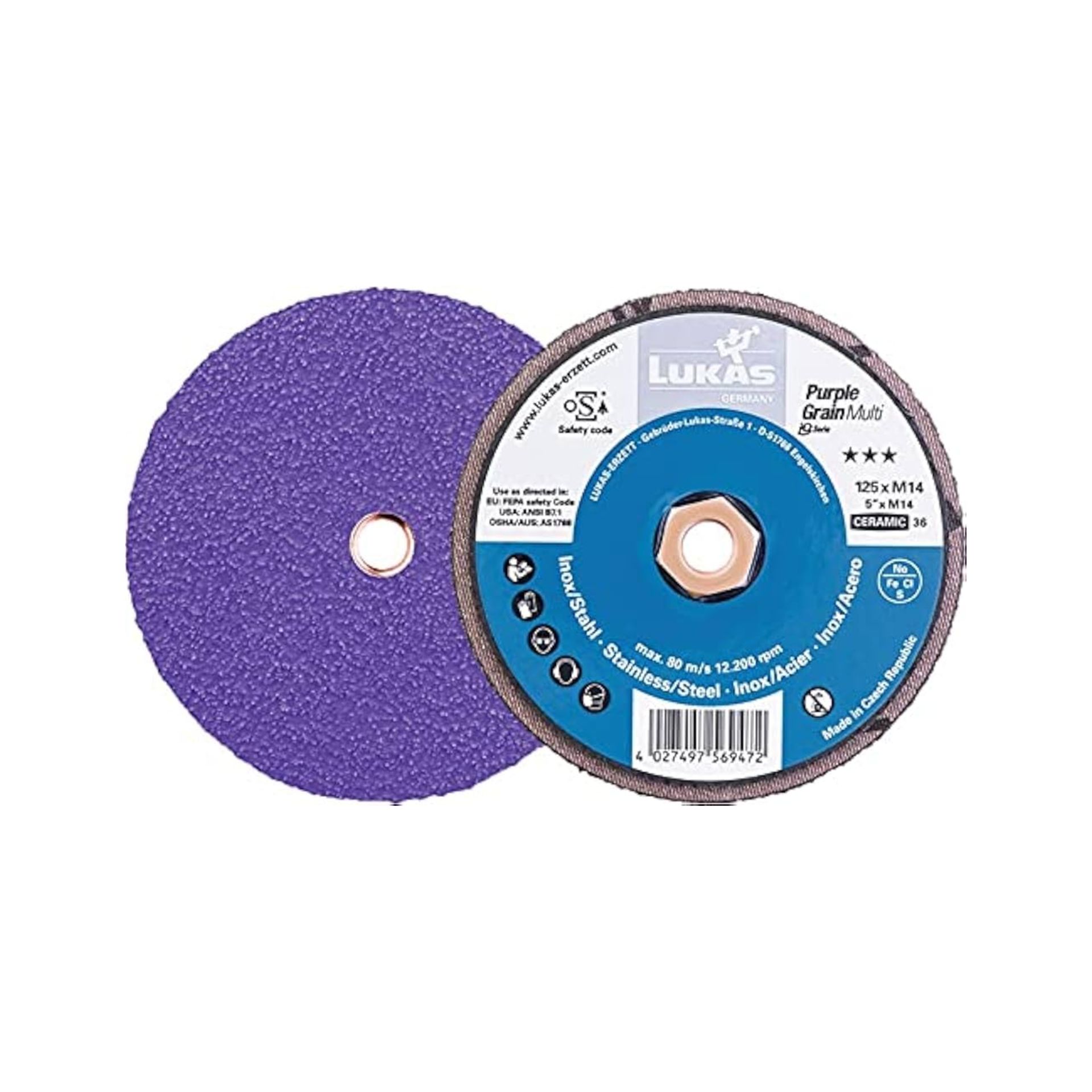 LUKAS PURPLE GRAIN MULTI 115 CERAMIC 36 - Disco Lixa
