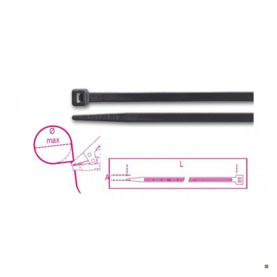 BETA Abraçadeiras em nylon, cor preta resistente a UV BETA Abraçadeiras em nylon, cor preta resistente a UV