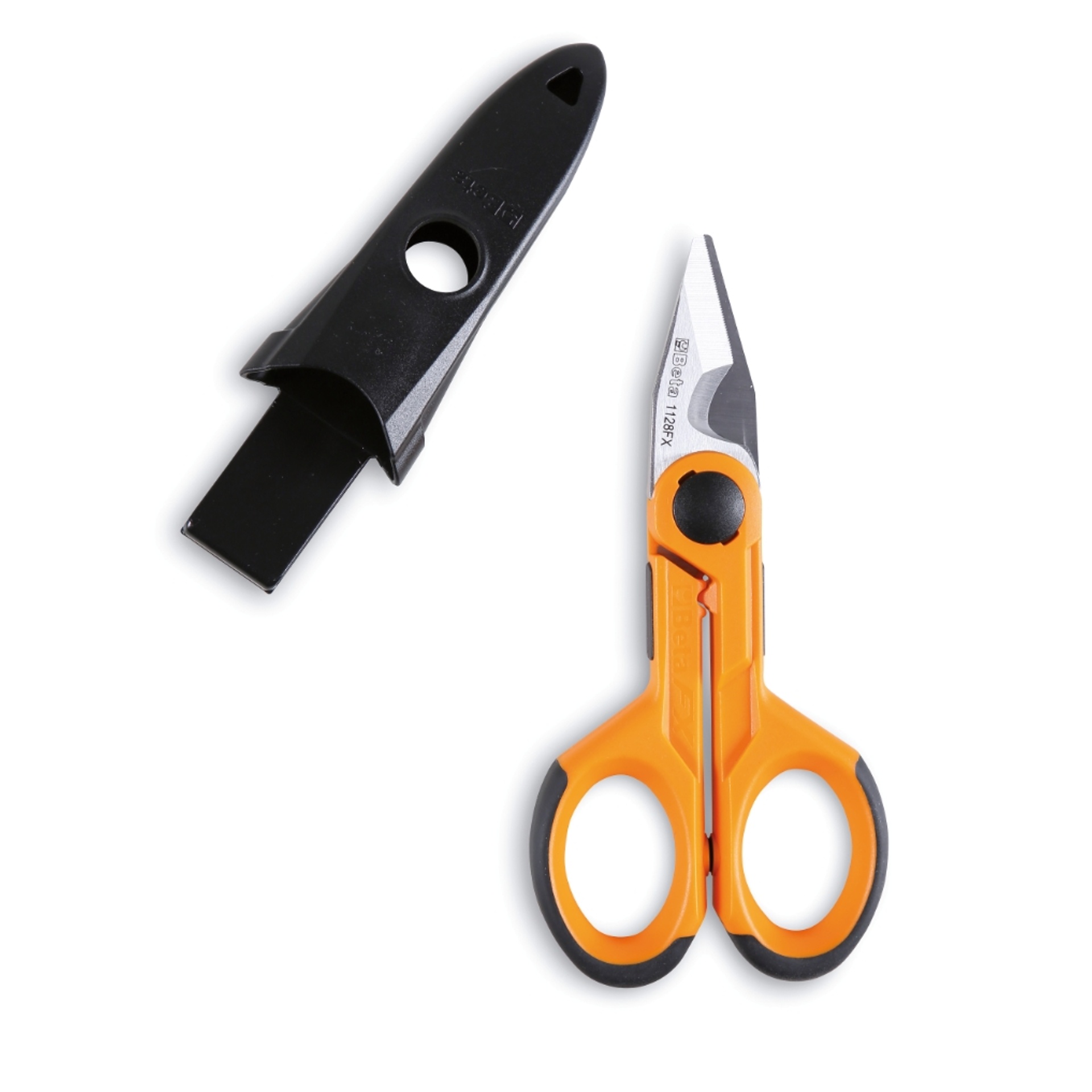 BETA Tesoura de eletricista, lâminas direitas em aço inox, com micro-dentado, ranhura para corte de BETA Tesoura de eletricista, lâminas direitas em aço inox, com micro-dentado, ranhura para corte de