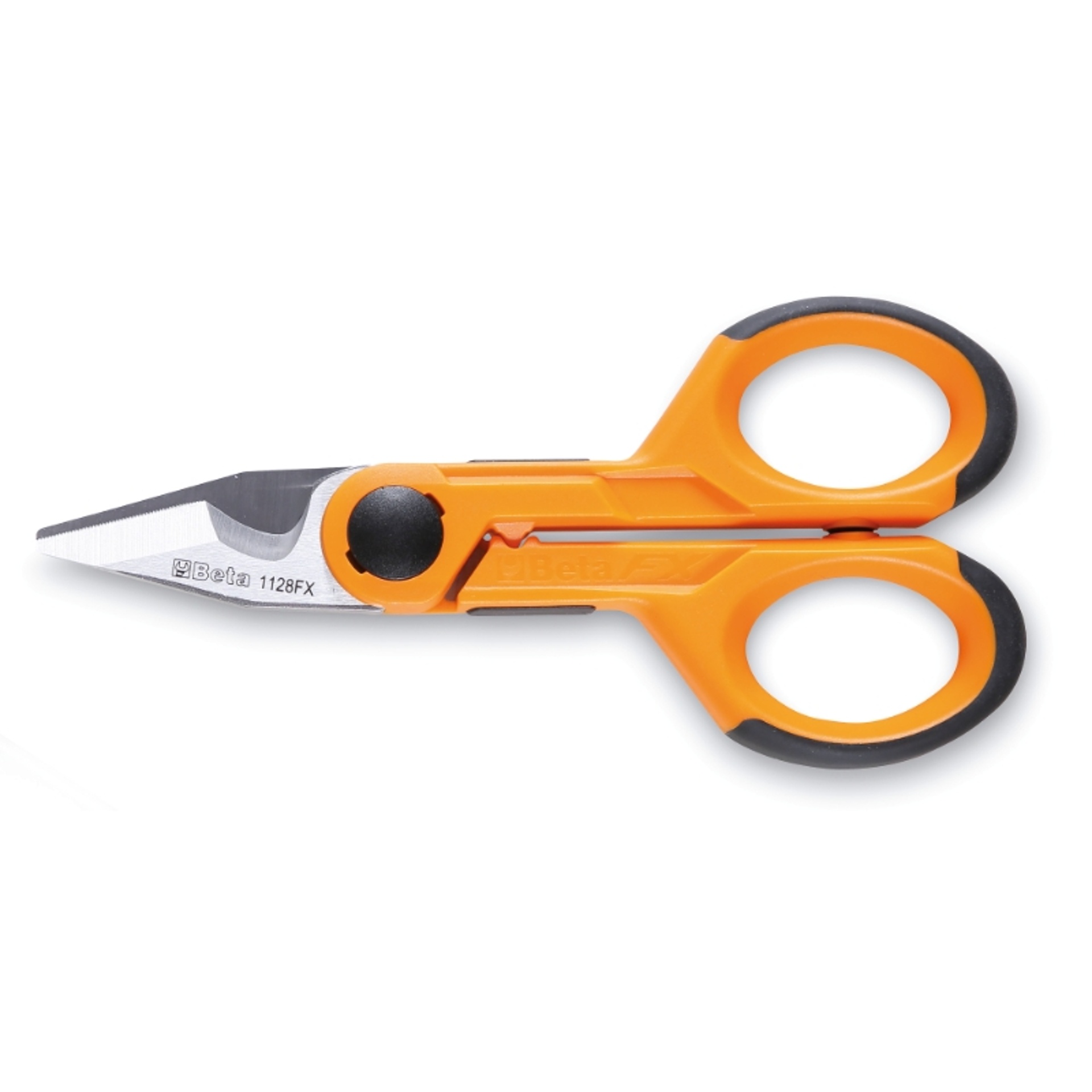 BETA Tesoura de eletricista, lâminas direitas em aço inox, com micro-dentado, ranhura para corte de BETA Tesoura de eletricista, lâminas direitas em aço inox, com micro-dentado, ranhura para corte de
