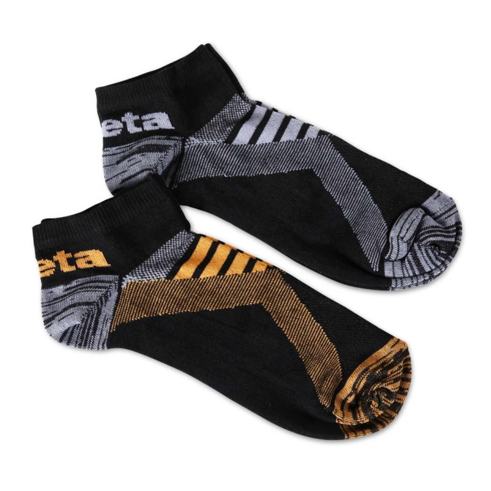 BETA Dois pares de meias at� ao tornozelo, com textura respir�vel . Um par em cor em preto/laranja, 
