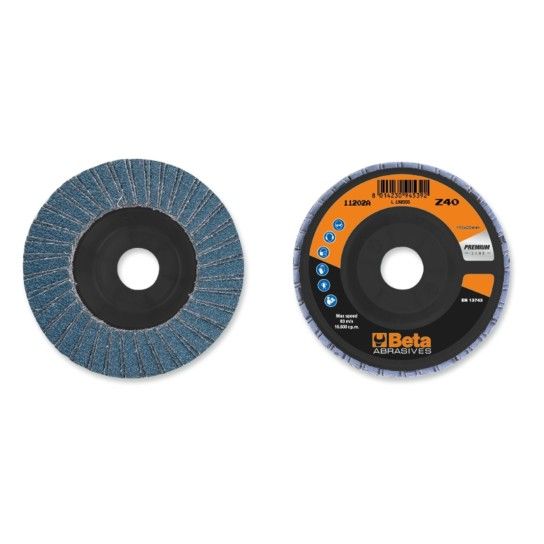 BETA Discos lamelados com tela abrasiva de zircónia suporte em plástico e lâmina dupla BETA Discos lamelados com tela abrasiva de zircónia suporte em plástico e lâmina dupla