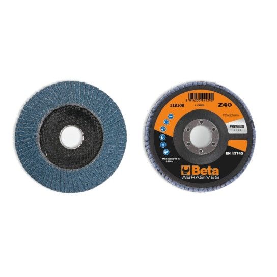 BETA Discos lamelados com tela abrasiva de zircnia suporte em fibra de vidro e lmina simples