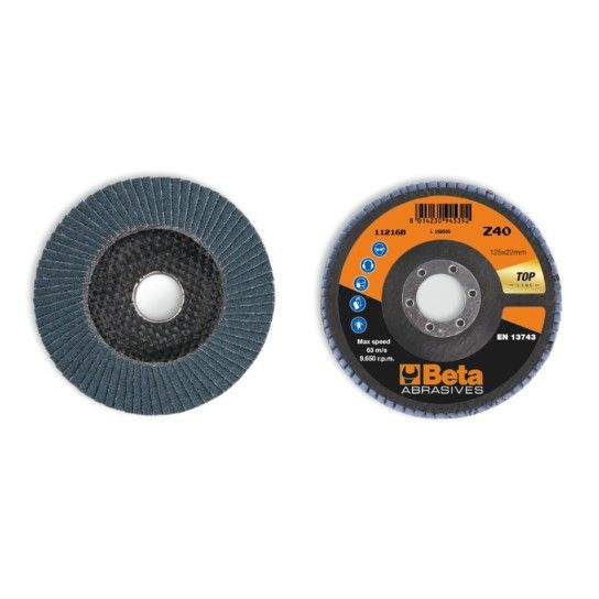 BETA Discos lamelados com tela abrasiva de zircnia suporte em fibra de vidro e lmina simples