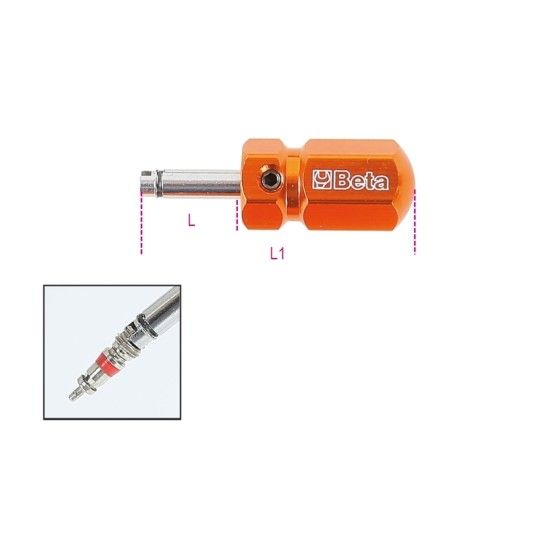 BETA Chave de fendas para válvulas de pneus, modelo curto BETA Chave de fendas para válvulas de pneus, modelo curto