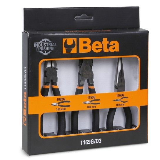 BETA Conjunto de 1 alicate universal, 1 alicate de pontas semi-redondas longas e 1 alicate de corte,