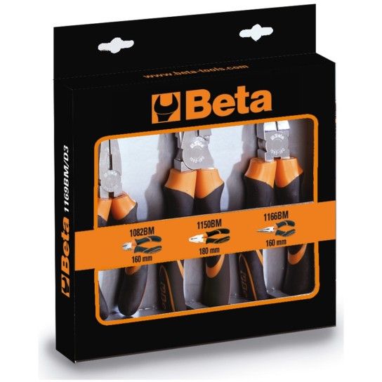 BETA Jogode1alicateuniversal,1alicatedepontasredondaslongase1alicatedecortediagonal