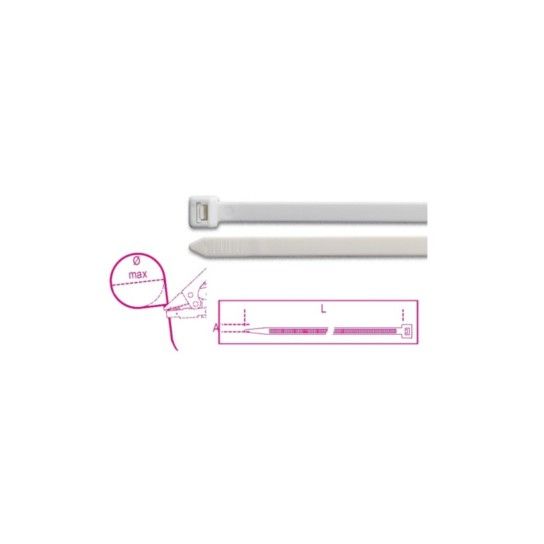 BETA Abraçadeiras em nylon auto-extinguente, cor branca BETA Abraçadeiras em nylon auto-extinguente, cor branca