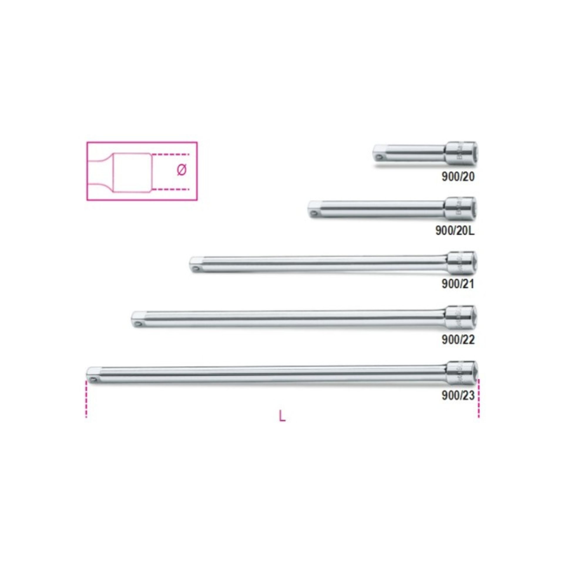 BETA 9009819 900 20L/K Extensoes C/ Quadras 1/4 BETA 9009819 900 20L/K Extensoes C/ Quadras 1/4