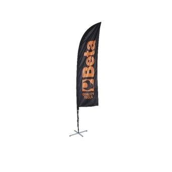 BETA Bandeira promocional 2.5x0.50 m com mastro em alumnio, base cruzada com anel de peso