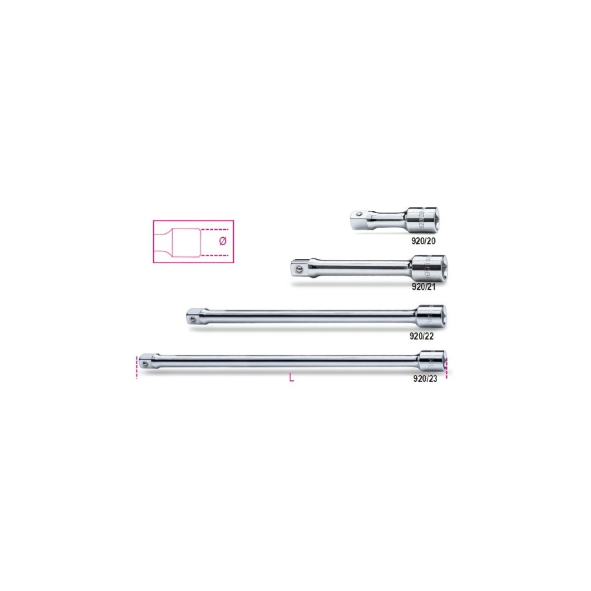 BETA Extensões com quadras macho e fêmea de 1/2” BETA Extensões com quadras macho e fêmea de 1/2”