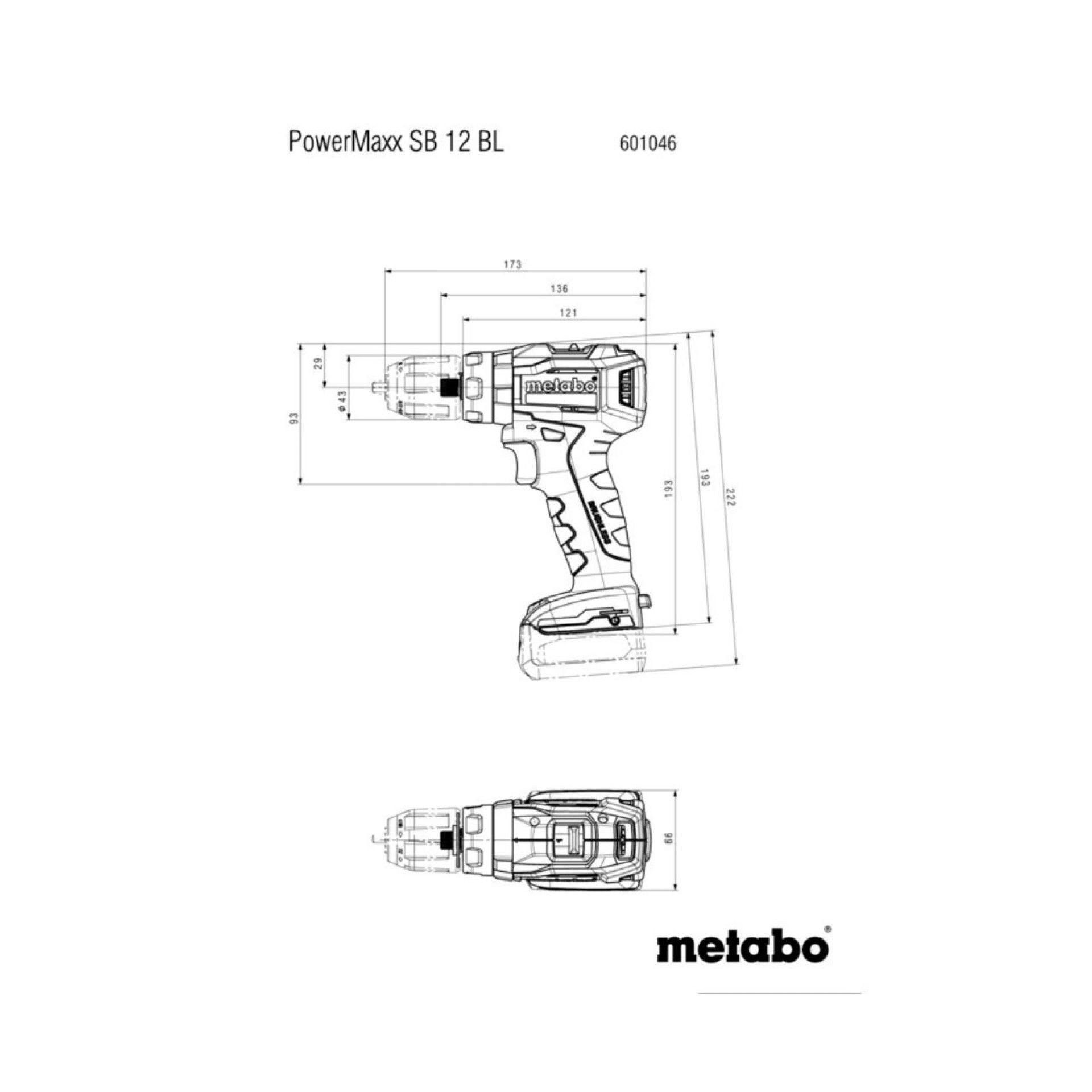 METABO PowerMaxx SB 12 BL Berbequim-aparafusadora de percussão sem fio METABO PowerMaxx SB 12 BL Berbequim-aparafusadora de percussão sem fio