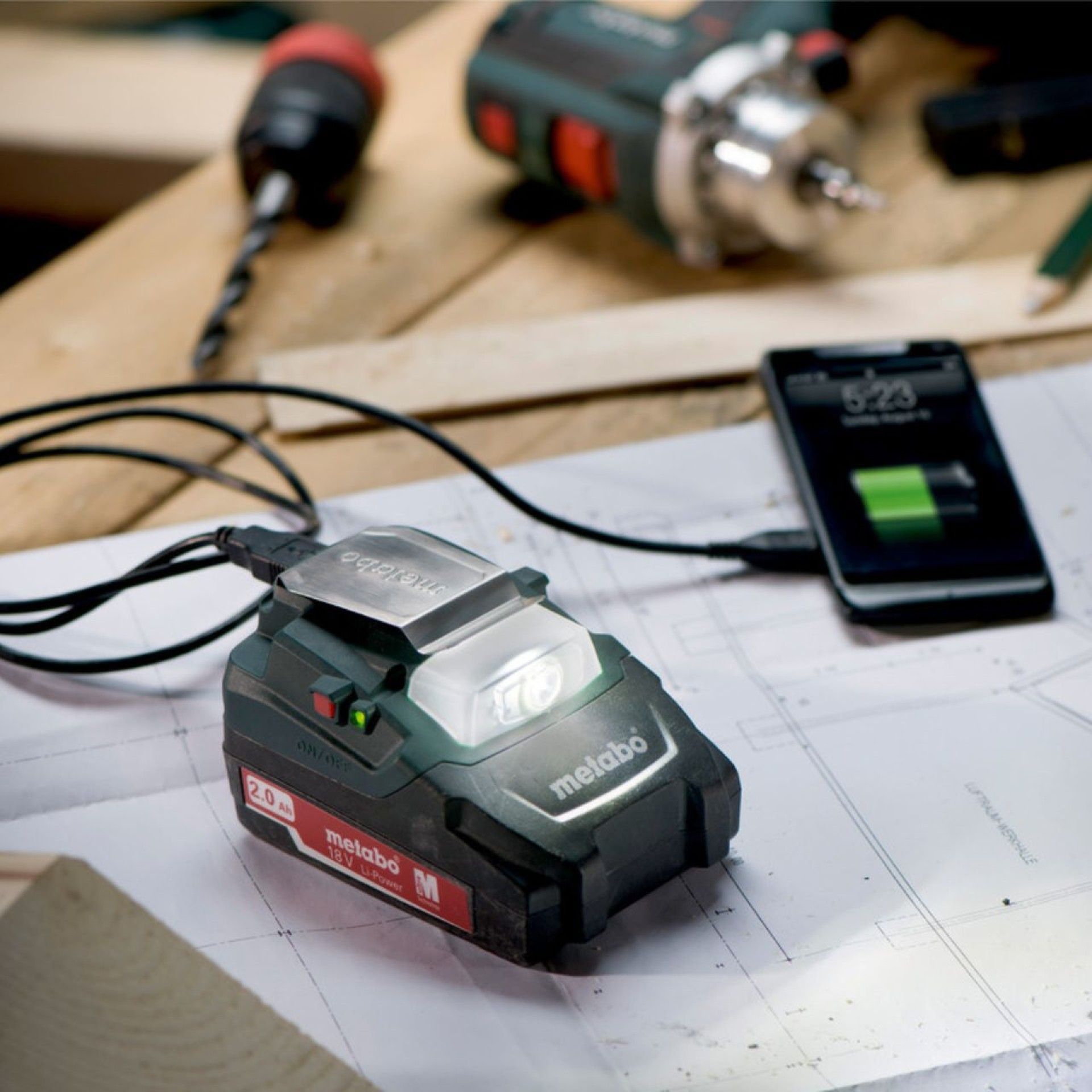 METABO PA 14.4-18 LED-USB Adaptador Power sem fio