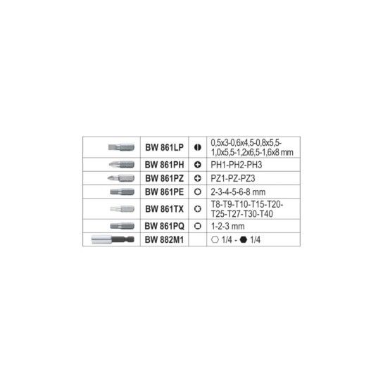 BETA 8606992 BW 860EA/31 - JOGO DE 31 BITS C/PORTA BITS MAGNETICO