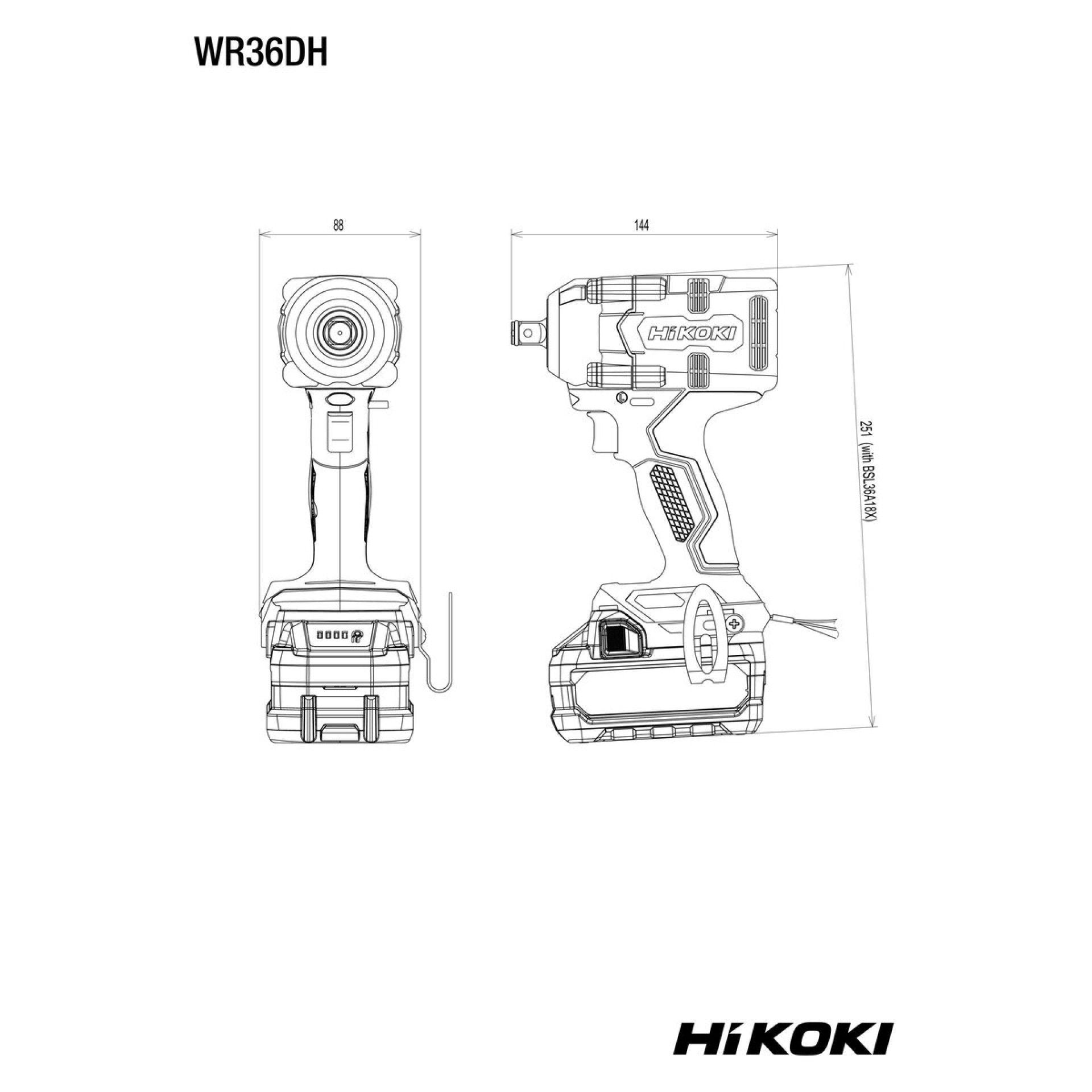 HIKOKI Aparafusadoras de percussão sem fio WR36DHW2Z HIKOKI Aparafusadoras de percussão sem fio WR36DHW2Z