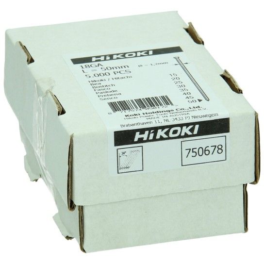 HIKOKI 5000 UN Prego Brad gauge 18, 1,2 x 50 mm, electrogalvanizado