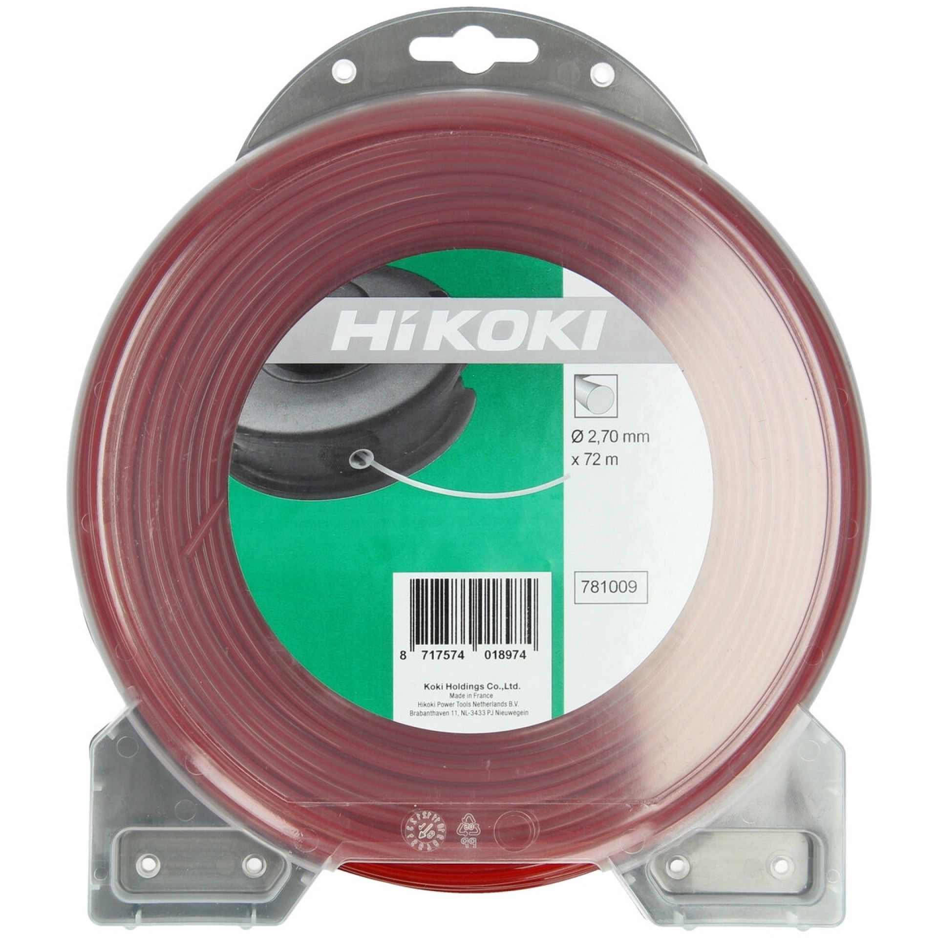 HIKOKI Trimmer line round 2.7mm red L=72m (453 gr)