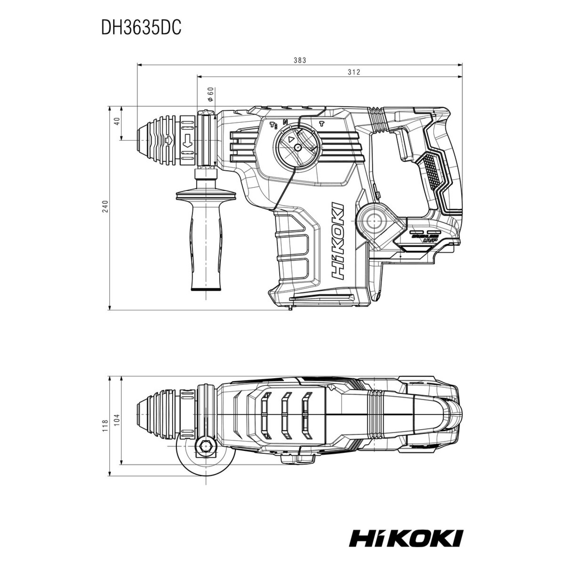 HIKOKI Martelo Rotativo SDS-Plus DH3635DCW2Z