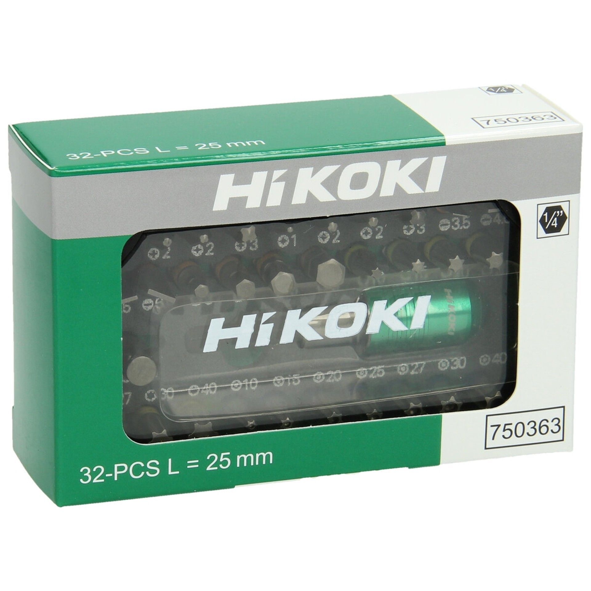 HIKOKI Caixa de pontas 1/4'', 32-pe�as, 25 mm,