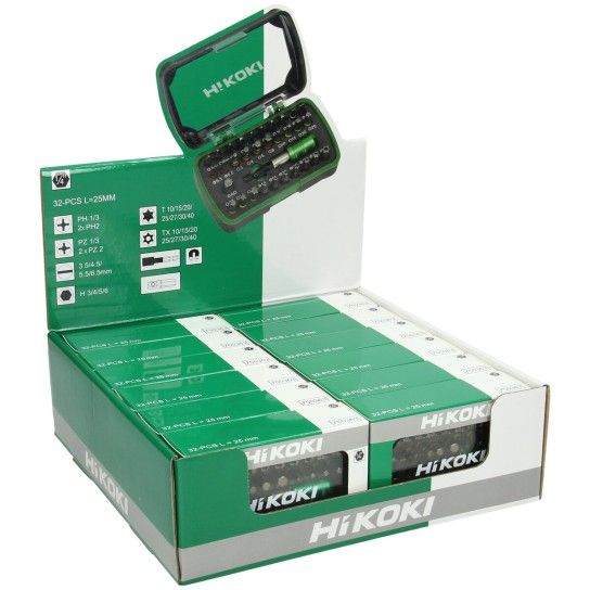 HIKOKI Caixa de pontas 1/4'', 32-pe�as, 25 mm,